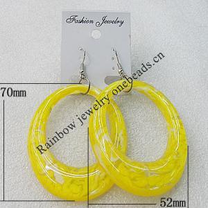 Resin Earring，Hollow Flat Oval 70x52mm, Sold by Group 