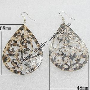 Resin Earring，Flat Teardrop 68x48mm, Sold by Pair