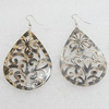 Resin Earring，Flat Teardrop 68x48mm, Sold by Pair