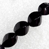 Black Agate Beads, Twist Faceted Oval, 10x14mm, Hole:Approx 1mm, Sold per 16-Inch Strand