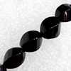Black Agate Beads, Twist Faceted Oval, 13x18mm, Hole:Approx 1mm, Sold per 16-Inch Strand