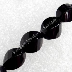 Black Agate Beads, Twist Faceted Oval, 13x18mm, Hole:Approx 1mm, Sold per 16-Inch Strand