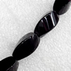 Black Agate Beads, Twist Faceted Oval, 8x16mm, Hole:Approx 1mm, Sold per 16-Inch Strand