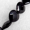 Black Agate Beads, Faceted Flat Heart, 18mm, Hole:Approx 1-1.5mm, Sold per 16-Inch Strand