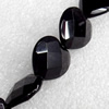 Black Agate Beads, Faceted Flat Heart, 12mm, Hole:Approx 1mm, Sold per 16-Inch Strand