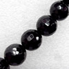 Black Agate Beads, Faceted Round, 6mm, Hole:Approx 1mm, Sold per 16-Inch Strand