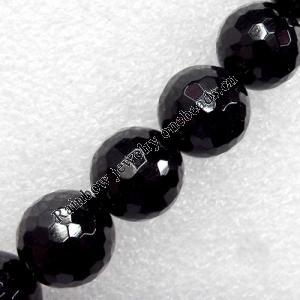 Black Agate Beads, Faceted Round, 12mm, Hole:Approx 1mm, Sold per 16-Inch Strand