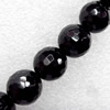 Black Agate Beads, Faceted Round, 14mm, Hole:Approx 1mm, Sold per 16-Inch Strand