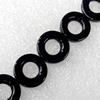 Black Agate Beads, Donut, O:16mm I:8mm, Hole:Approx 1mm, Sold per 16-Inch Strand