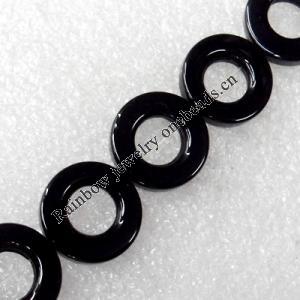 Black Agate Beads, Donut, O:16mm I:8mm, Hole:Approx 1mm, Sold per 16-Inch Strand