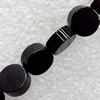 Black Agate Beads, Flat Round, 8x4mm, Hole:Approx 1mm, Sold per 16-Inch Strand