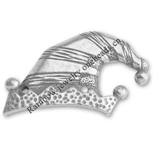 Zinc Alloy Charm/Pendant, Nickel-free and Lead-free, Elf Hat, Height 18mm, Width 30mm, Sold by PC  