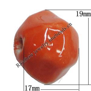 Ceramics Beads, 17x19mm Hole:3mm, Sold by Bag