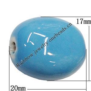 Ceramics Beads, Oval 20x17mm Hole:2.5mm, Sold by Bag