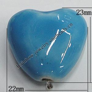 Ceramics Beads, Heart 23x22mm Hole:2.5mm, Sold by Bag