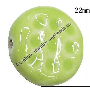 Ceramics Beads, Flat Round 22mm Hole:2.5mm, Sold by Bag
