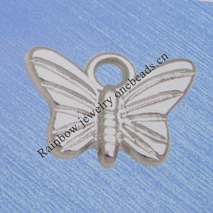 Jewelry findings, CCB plastic Pendant Platina plated, Butterfly 12x16mm , Sold by Bag 