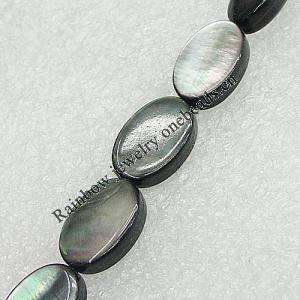 Natural Black Shell Beads, Flat Oval 15x10mm Hole:1mm, Sold by Strand