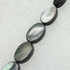 Natural Black Shell Beads, Flat Oval 15x10mm Hole:1mm, Sold by Strand