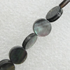 Natural Black Shell Beads, Flat Round 13mm Hole:1mm, Sold by Strand