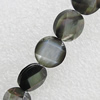 Natural Black Shell Beads, Faceted Flat Round 16mm Hole:1mm, Sold by Strand