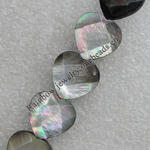 Natural Black Shell Beads, Faceted Heart 12mm Hole:1mm, Sold by Strand