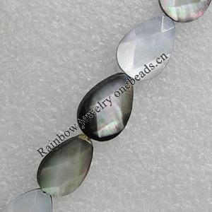 Natural Black Shell Beads, Faceted Teardrop 16x12mm Hole:1mm, Sold by Strand