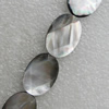 Natural Black Shell Beads, Faceted Flat Oval 16x12mm Hole:1mm, Sold by Strand