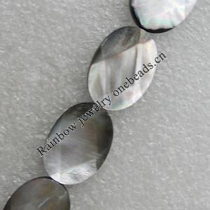 Natural Black Shell Beads, Faceted Flat Oval 20x15mm Hole:1mm, Sold by Strand