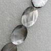 Natural Black Shell Beads, Faceted Flat Oval 20x15mm Hole:1mm, Sold by Strand