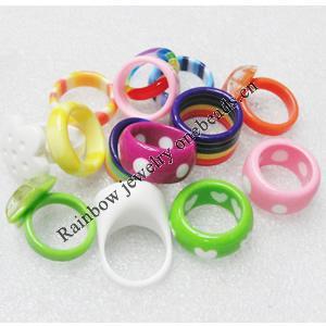 Resin Ring,Lead-free, Mixed Color and Mixed style Width:4.5mm-14mm Sold by PC