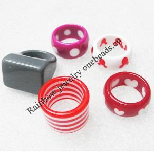 Resin Ring,Lead-free, Mixed Color Mixed style Width:4.5mm-14mm Sold by PC