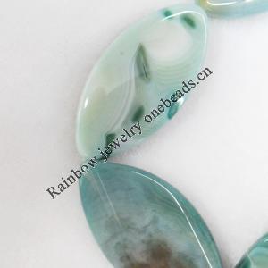 Green Agate Beads, Horse eye, 25x50mm, Hole:Approx 2mm, Sold per 15.7-inch Strand