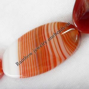 Agate Beads, Flat Oval, 20x40mm, Hole:Approx 2mm, Sold per 15.7-inch Strand