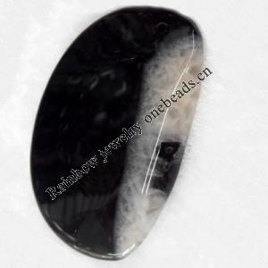 Black Agate Pendant, 37x55mm, Hole:Approx 1.5mm, Sold by PC