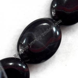 Black Agate Beads, Flat Oval, 27x37mm, Hole:Approx 2mm, Sold per 15.7-inch Strand