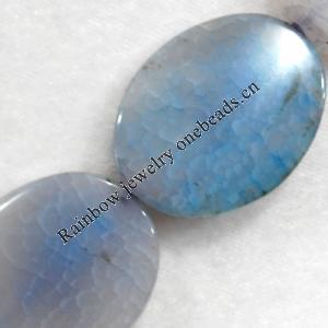 Agate Beads, Flat Oval, 32x42mm, Hole:Approx 2mm, Sold per 15.7-inch Strand