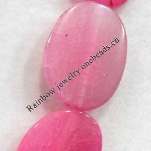 Agate Beads, Flat Oval, 32x42mm, Hole:Approx 2mm, Sold per 15.7-inch Strand