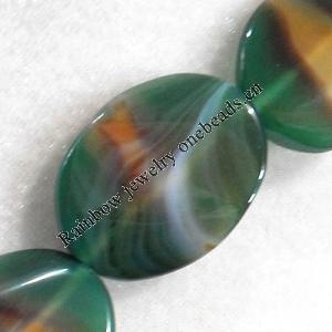 Agate Beads, Flat Oval, 28x40mm, Hole:Approx 2mm, Sold per 15.7-inch Strand