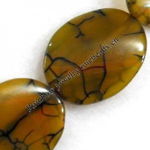 Agate Beads, Twist Flat Oval, 30x38mm, Hole:Approx 2mm, Sold per 15.7-inch Strand
