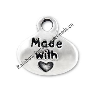 Zinc Alloy Charm/Pendant, Nickel-free and Lead-free, Height 9.5mm, Width 10mm, Sold by PC 