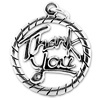 Zinc Alloy Charm/Pendant, Nickel-free and Lead-free, Thank You, Height 21.5mm, Width 18.5mm, Sold by PC   