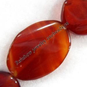 Agate Beads, Twist Flat Oval, 26x35mm, Hole:Approx 2mm, Sold per 15.7-inch Strand