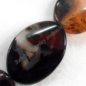 Agate Beads, Flat Oval, 25x33mm, Hole:Approx 2mm, Sold per 15.7-inch Strand