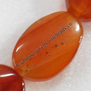Agate Beads, Twist Flat Oval, 20x30mm, Hole:Approx 2mm, Sold per 15.7-inch Strand