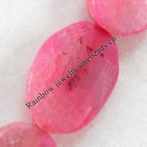 Agate Beads, Flat Oval, 18x25mm, Hole:Approx 2mm, Sold per 15.7-inch Strand