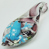 Inner Flower Lampwork Pendant, Leaf with Frog, Approx 30x60mm Hole:About 5mm, Sold by PC 