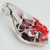 Inner Flower Lampwork Pendant, Leaf with Frog, Approx 30x60mm Hole:About 5mm, Sold by PC 