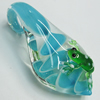 Lampwork Pendant, Leaf with Frog, Approx 30x60mm, Sold by PC