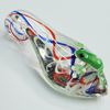 Inner Flower Lampwork Pendant, Leaf with Frog, Approx 30x60mm Hole:About 5mm, Sold by PC 